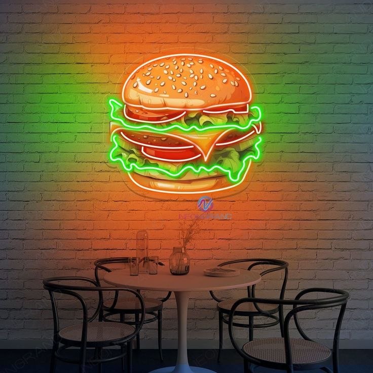 Custom neon sign — burger